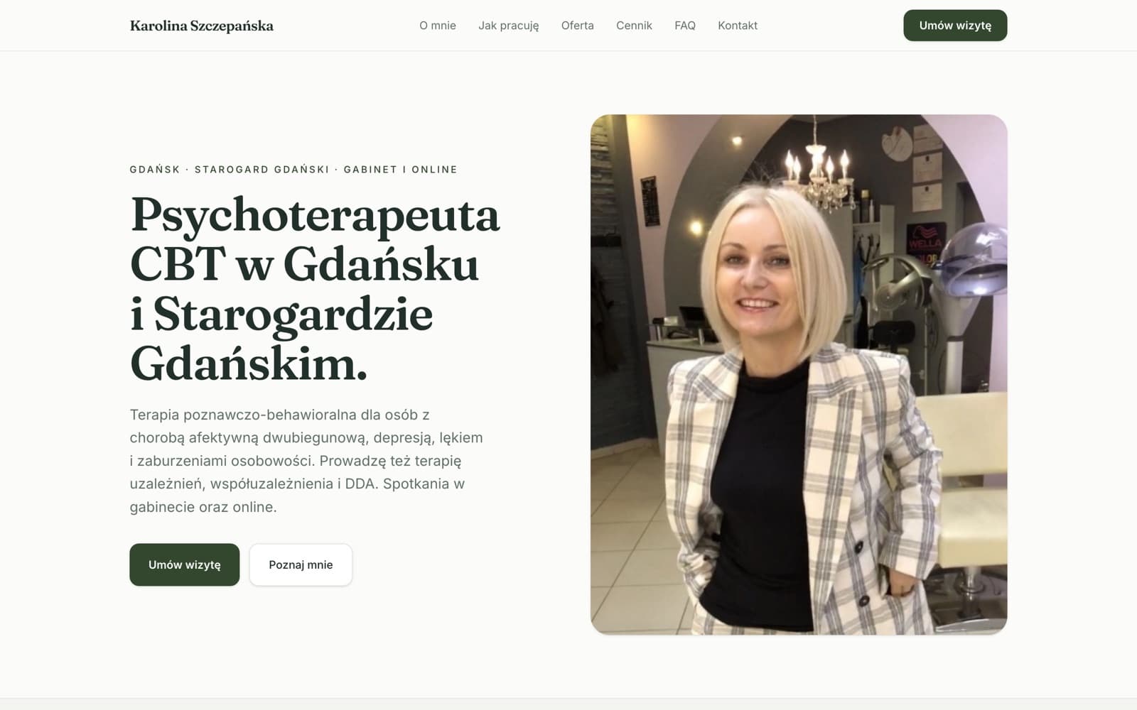 Strona Karolina Szczepańska — widok strony głównej